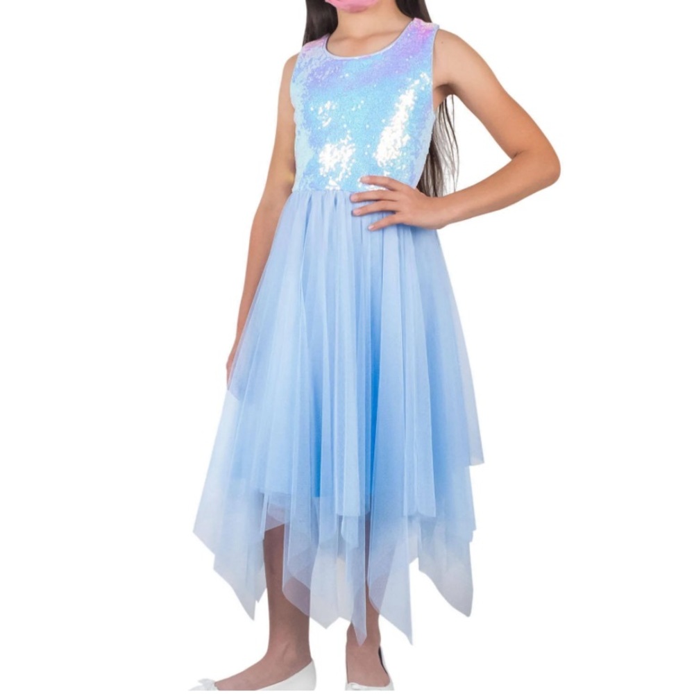 Girls Zuni’s Girl Sleeveless Blue and Sequin Dress NWOT